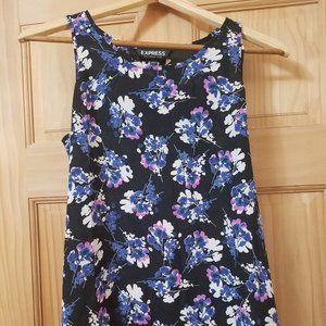 Express Blue Floral Split Back Tank